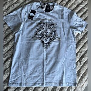 NWT Rivelli Men's White Tiger Graphic T-Shirt L